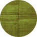 Round Abstract Green Modern Rug, abs5593grn