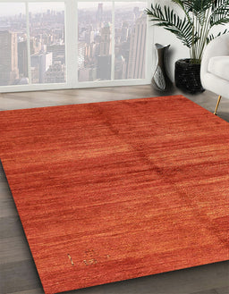 Machine Washable Abstract Orange Red Rug in a Family Room, wshabs5593