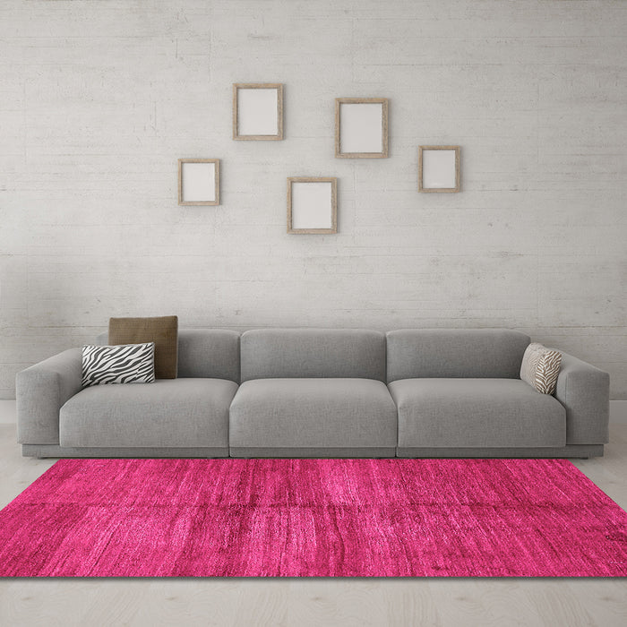 Machine Washable Abstract Pink Modern Rug in a Living Room, wshabs5593pnk