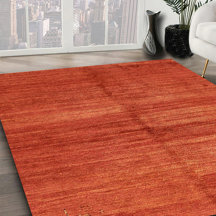 Abstract Orange Red Modern Rug in Family Room, abs5593