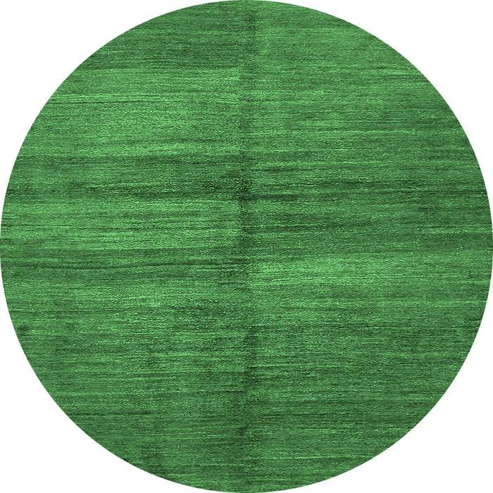 Round Machine Washable Abstract Emerald Green Modern Area Rugs, wshabs5593emgrn