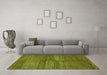 Machine Washable Abstract Green Modern Area Rugs in a Living Room,, wshabs5593grn