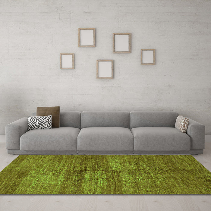 Machine Washable Abstract Green Modern Area Rugs in a Living Room,, wshabs5593grn