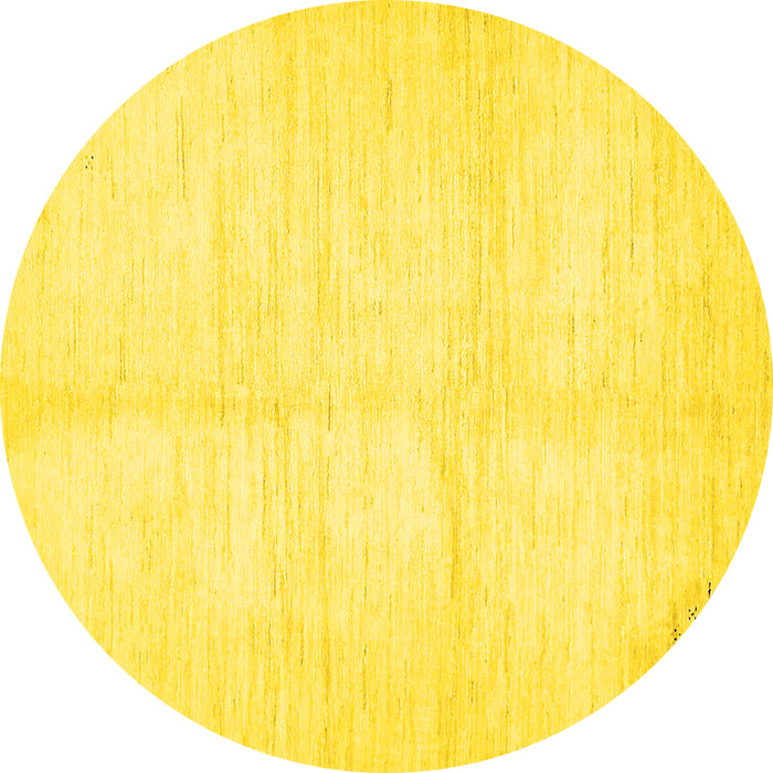 Round Machine Washable Solid Yellow Modern Rug, wshabs5594yw