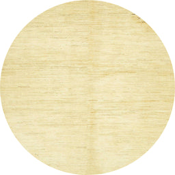 Round Abstract Sun Yellow Solid Rug, abs5594