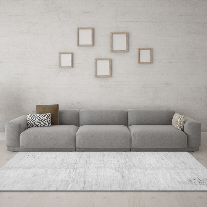 Machine Washable Solid Gray Modern Rug in a Living Room,, wshabs5594gry