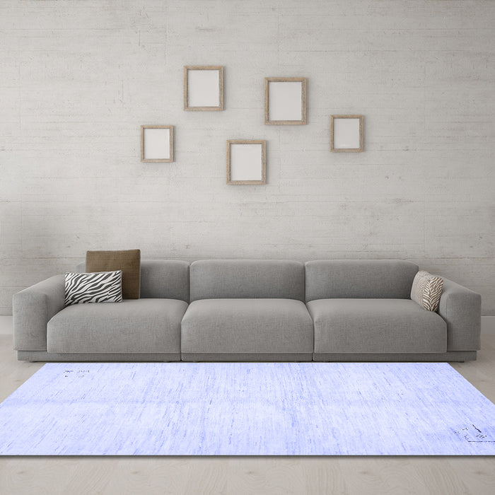 Machine Washable Solid Blue Modern Rug in a Living Room, wshabs5594blu