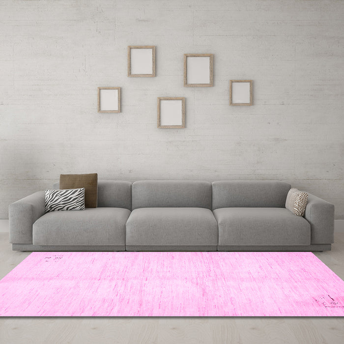 Machine Washable Solid Pink Modern Rug in a Living Room, wshabs5594pnk