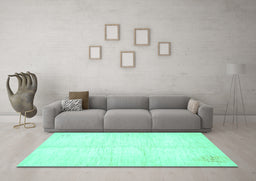 Machine Washable Solid Turquoise Modern Area Rugs in a Living Room,, wshabs5594turq