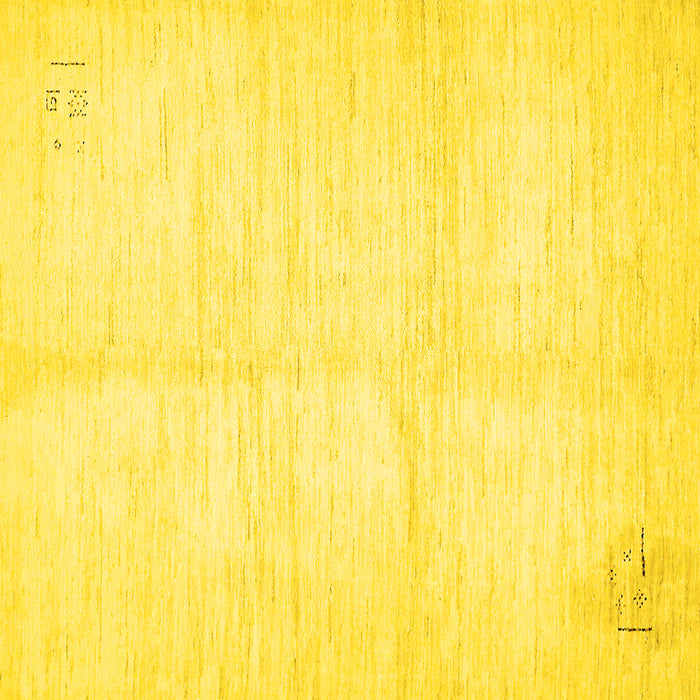 Square Machine Washable Solid Yellow Modern Rug, wshabs5594yw