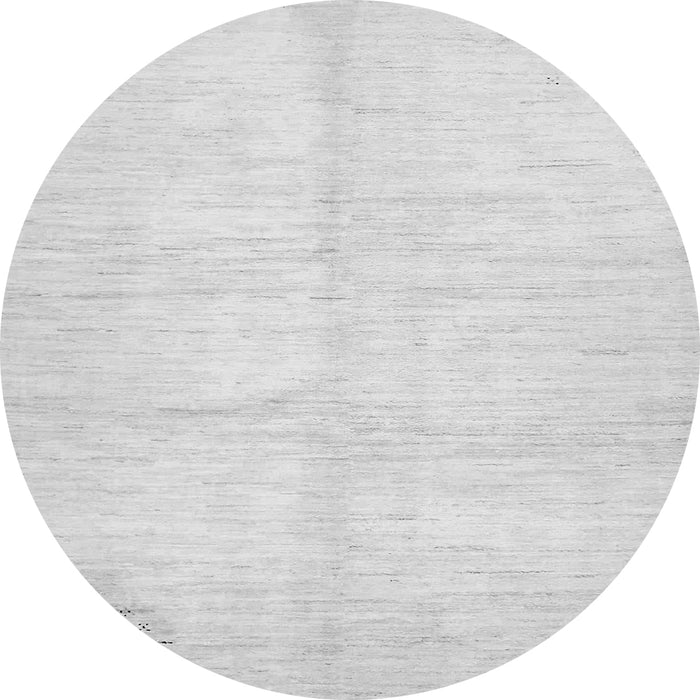 Round Machine Washable Solid Gray Modern Rug, wshabs5594gry