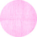 Round Machine Washable Solid Pink Modern Rug, wshabs5594pnk