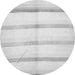 Round Machine Washable Solid Gray Modern Rug, wshabs5595gry