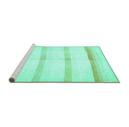 Sideview of Machine Washable Solid Turquoise Modern Area Rugs, wshabs5595turq