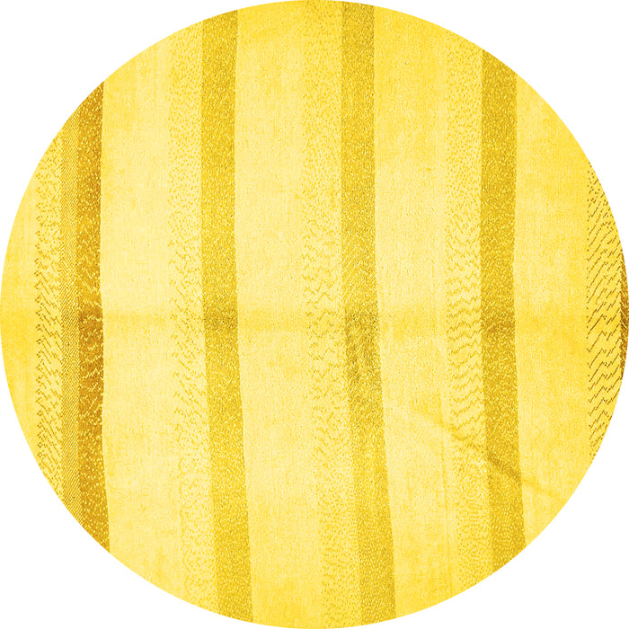Round Machine Washable Solid Yellow Modern Rug, wshabs5595yw