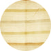 Round Machine Washable Abstract Sun Yellow Rug, wshabs5595
