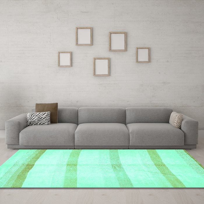 Machine Washable Solid Turquoise Modern Area Rugs in a Living Room,, wshabs5595turq