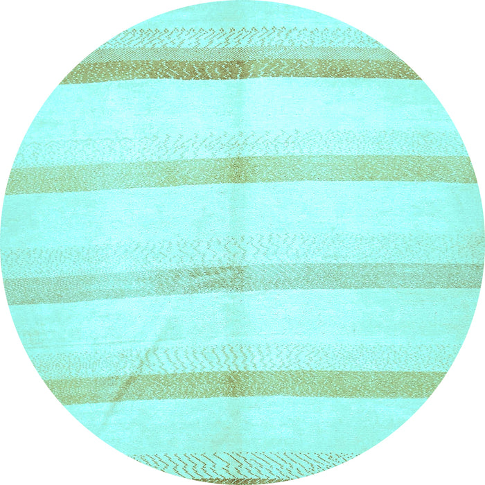 Round Machine Washable Solid Light Blue Modern Rug, wshabs5595lblu