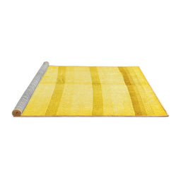 Sideview of Machine Washable Solid Yellow Modern Rug, wshabs5595yw