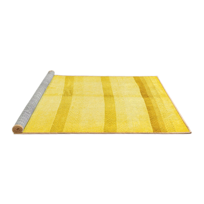 Sideview of Machine Washable Solid Yellow Modern Rug, wshabs5595yw
