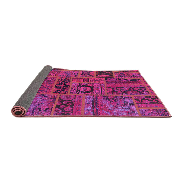 Sideview of Abstract Dark Pink Patchwork Rug, abs5596