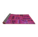 Sideview of Abstract Dark Pink Patchwork Rug, abs5596