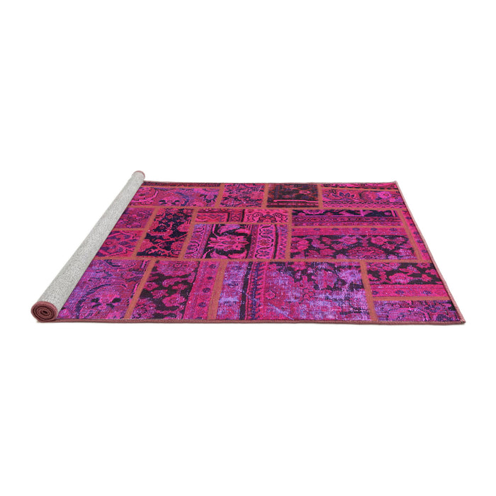 Sideview of Machine Washable Abstract Dark Pink Rug, wshabs5596