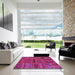 Square Machine Washable Abstract Dark Pink Rug in a Living Room, wshabs5596