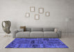 Machine Washable Patchwork Blue Transitional Rug in a Living Room, wshabs5596blu