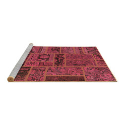 Sideview of Machine Washable Patchwork Brown Transitional Rug, wshabs5596brn