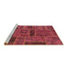 Sideview of Machine Washable Patchwork Brown Transitional Rug, wshabs5596brn