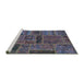 Sideview of Machine Washable Patchwork Turquoise Transitional Area Rugs, wshabs5596turq