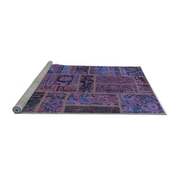 Sideview of Machine Washable Patchwork Light Blue Transitional Rug, wshabs5596lblu