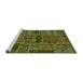 Sideview of Machine Washable Patchwork Green Transitional Area Rugs, wshabs5596grn