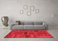 Machine Washable Patchwork Red Transitional Rug, wshabs5596red