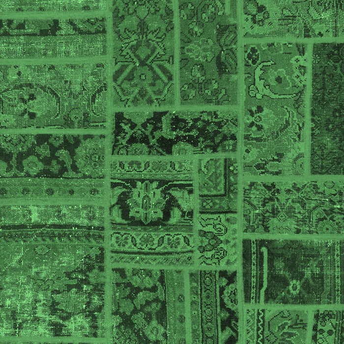 Machine Washable Patchwork Emerald Green Transitional Area Rugs, wshabs5596emgrn