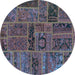 Round Patchwork Turquoise Transitional Rug, abs5596turq