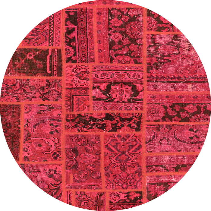 Round Machine Washable Patchwork Orange Transitional Area Rugs, wshabs5596org
