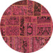 Round Patchwork Brown Transitional Rug, abs5596brn