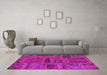 Machine Washable Patchwork Pink Transitional Rug in a Living Room, wshabs5596pnk