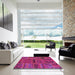 Square Abstract Dark Pink Patchwork Rug in a Living Room, abs5596