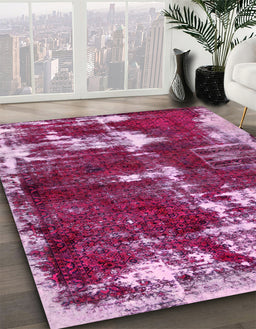 Machine Washable Abstract Deep Mauve Purple Rug in a Family Room, wshabs5597