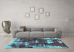 Machine Washable Abstract Turquoise Modern Area Rugs in a Living Room,, wshabs5597turq