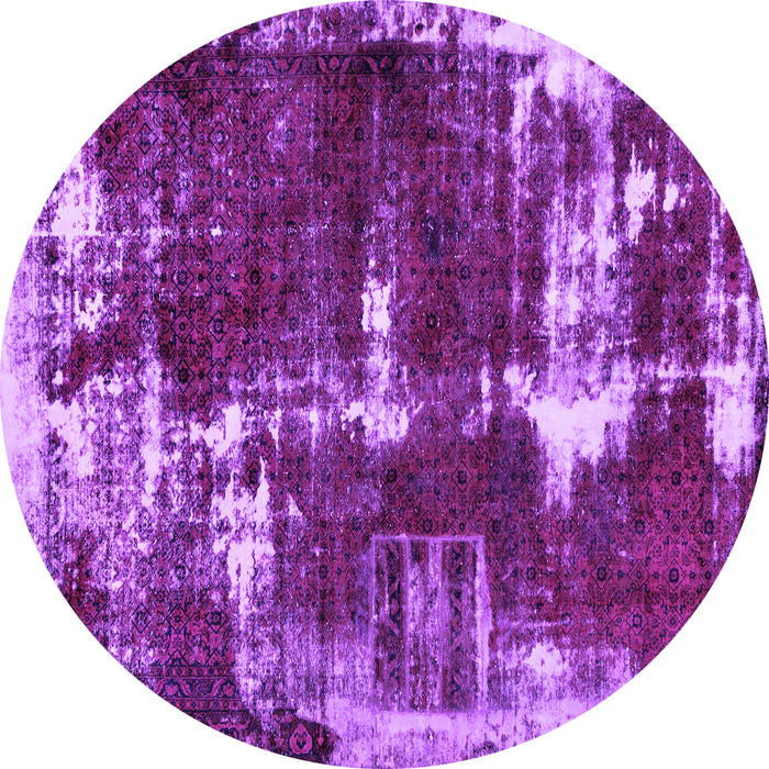 Round Machine Washable Abstract Purple Modern Area Rugs, wshabs5597pur