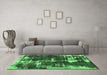 Machine Washable Abstract Emerald Green Modern Area Rugs in a Living Room,, wshabs5597emgrn