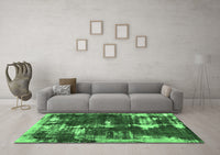 Machine Washable Abstract Emerald Green Modern Rug, wshabs5597emgrn