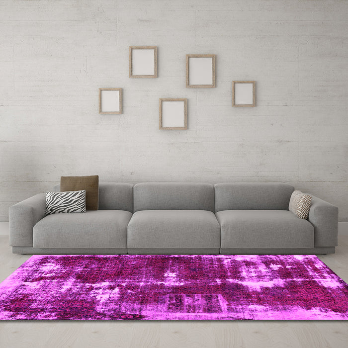 Machine Washable Abstract Pink Modern Rug in a Living Room, wshabs5597pnk
