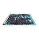 Sideview of Machine Washable Abstract Turquoise Modern Area Rugs, wshabs5597turq