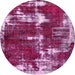 Round Abstract Deep Mauve Purple Modern Rug, abs5597