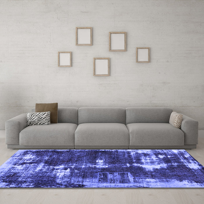 Machine Washable Abstract Blue Modern Rug in a Living Room, wshabs5597blu